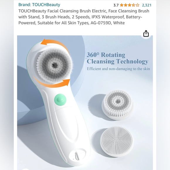 2/$25 TOUCH BEAUTY FACIAL CLEANSING BRUSH ELECTRIC - BRAND NEW IN THE BOX! - Picture 10 of 13